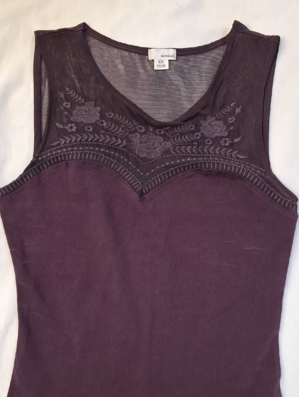 Garage Plum Lace Yoke Sleeveless Tank Top - Picture 2 of 5